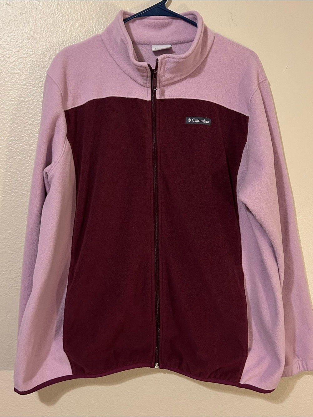 Columbia Fleece Jacket in Purple & Maroon Zip Up Casual Outdoor Women's 2XL